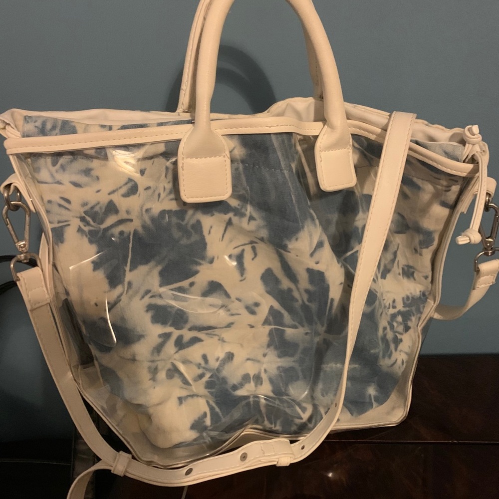 Steve Madden clear blue denim tye dye bag